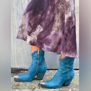 Free People Blue Leather Ankle Boots